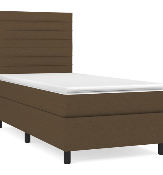 Boxspringbett mit Matratze Dunkelbraun 80x200 cm Stoff
