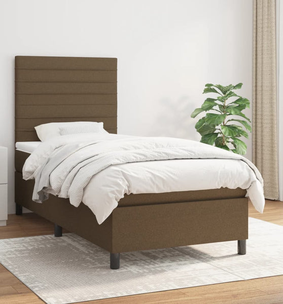 Boxspringbett mit Matratze Dunkelbraun 80x200 cm Stoff