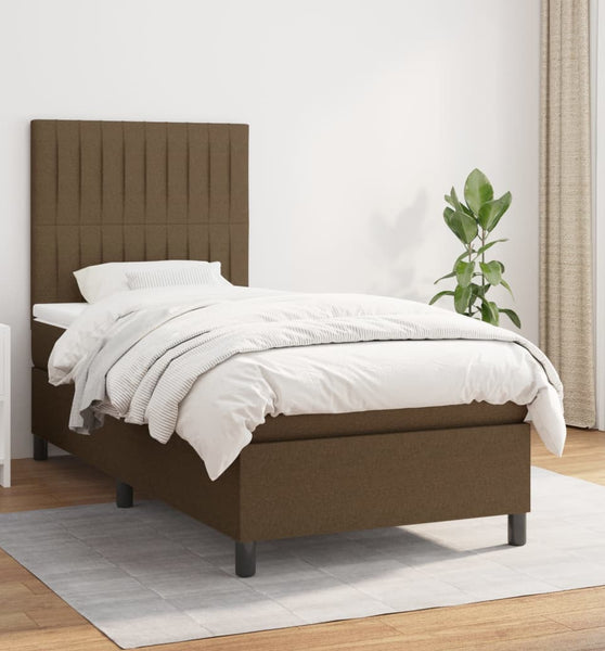 Boxspringbett mit Matratze Dunkelbraun 80x200 cm Stoff