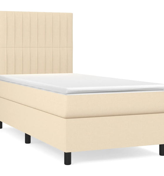 Boxspringbett mit Matratze Creme 90x190 cm Stoff
