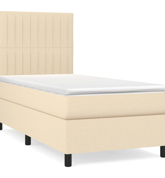 Boxspringbett mit Matratze Creme 90x200 cm Stoff