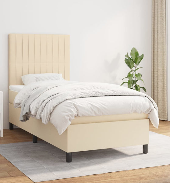 Boxspringbett mit Matratze Creme 90x200 cm Stoff