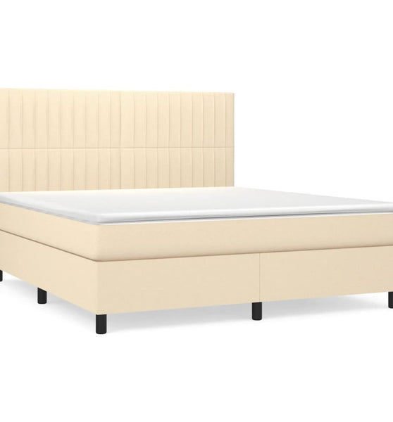 Boxspringbett mit Matratze Creme 180x200 cm Stoff