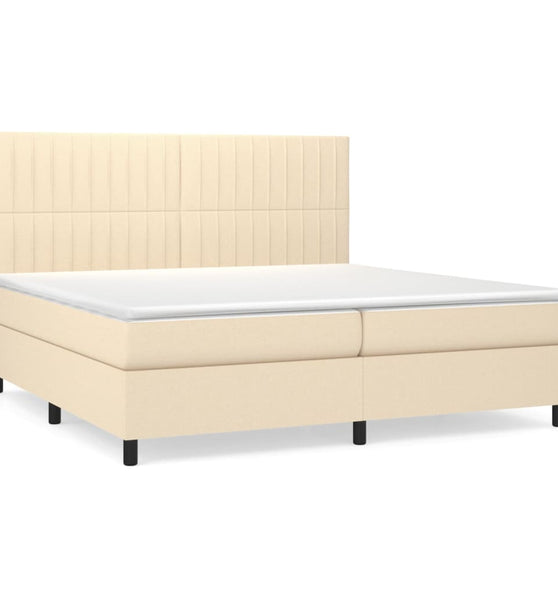 Boxspringbett mit Matratze Creme 200x200 cm Stoff