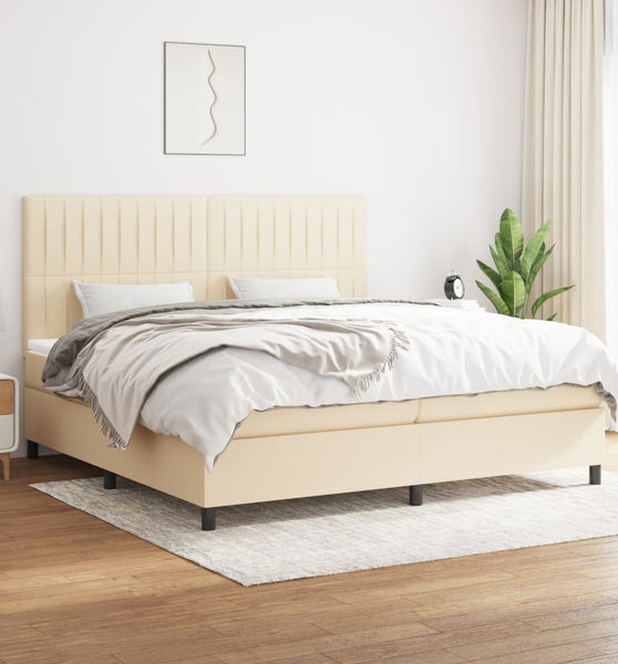 Boxspringbett mit Matratze Creme 200x200 cm Stoff