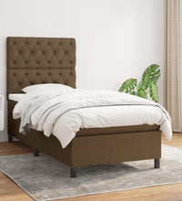 Boxspringbett mit Matratze Dunkelbraun 80x200 cm Stoff