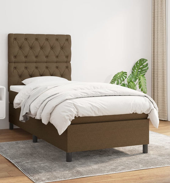 Boxspringbett mit Matratze Dunkelbraun 80x200 cm Stoff