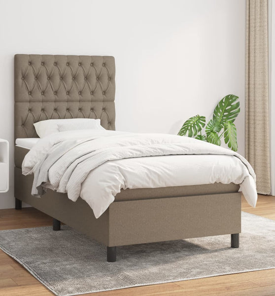 Boxspringbett mit Matratze Taupe 90x200 cm Stoff