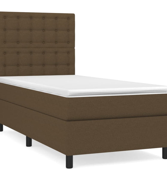 Boxspringbett mit Matratze Dunkelbraun 80x200 cm Stoff
