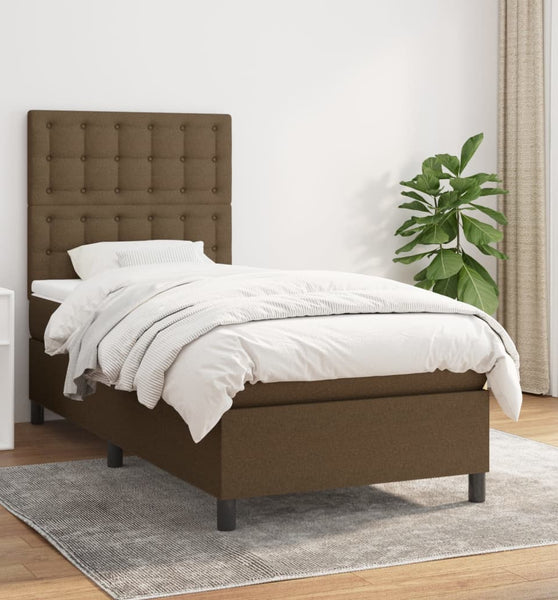 Boxspringbett mit Matratze Dunkelbraun 80x200 cm Stoff