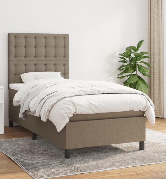 Boxspringbett mit Matratze Taupe 90x200 cm Stoff