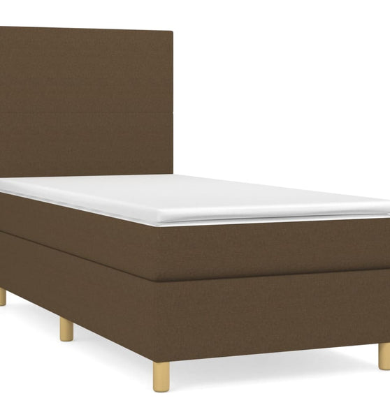 Boxspringbett mit Matratze Dunkelbraun 80x200 cm Stoff