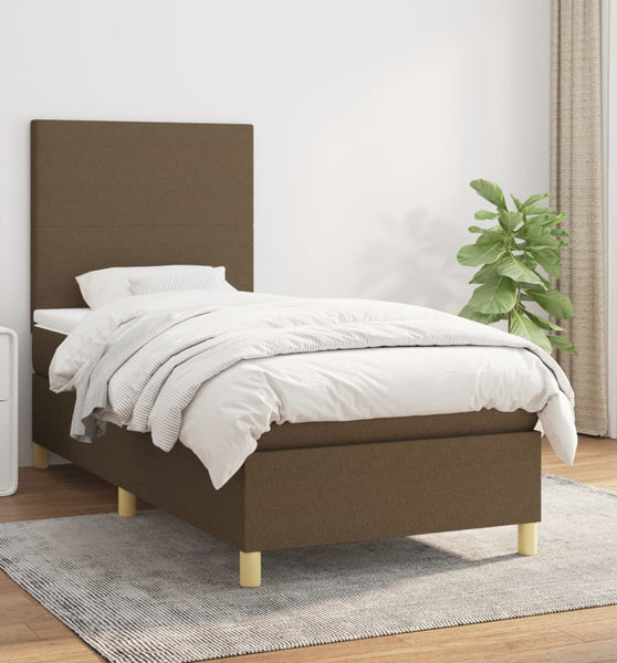 Boxspringbett mit Matratze Dunkelbraun 80x200 cm Stoff
