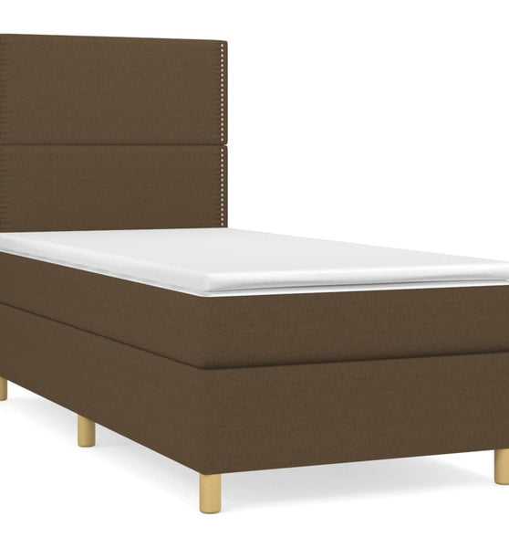 Boxspringbett mit Matratze Dunkelbraun 80x200 cm Stoff
