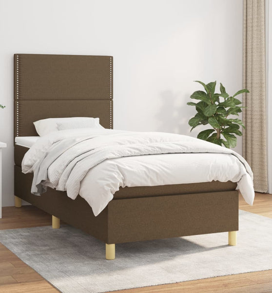 Boxspringbett mit Matratze Dunkelbraun 80x200 cm Stoff