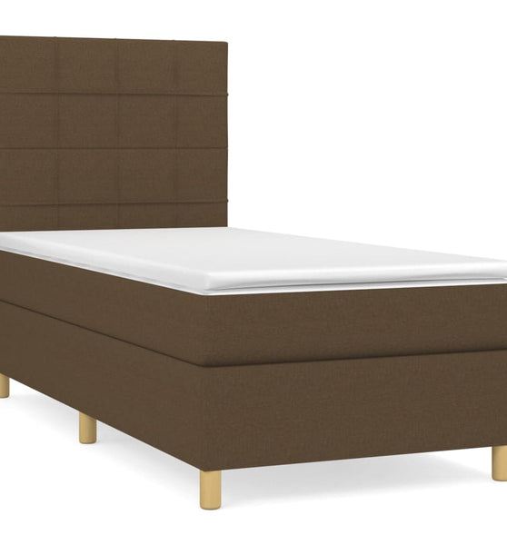 Boxspringbett mit Matratze Dunkelbraun 80x200 cm Stoff