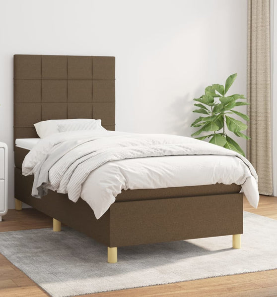 Boxspringbett mit Matratze Dunkelbraun 80x200 cm Stoff