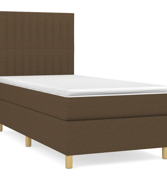 Boxspringbett mit Matratze Dunkelbraun 80x200 cm Stoff