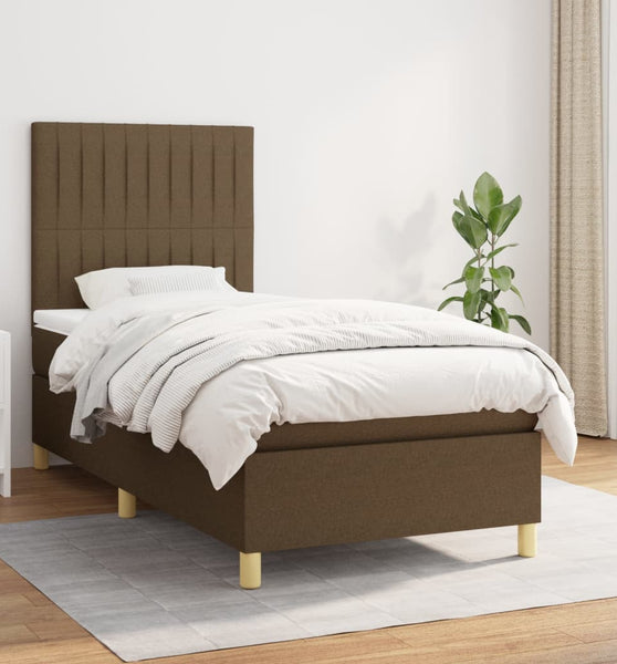 Boxspringbett mit Matratze Dunkelbraun 80x200 cm Stoff