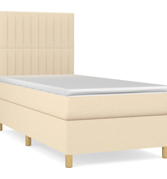 Boxspringbett mit Matratze Creme 90x190 cm Stoff