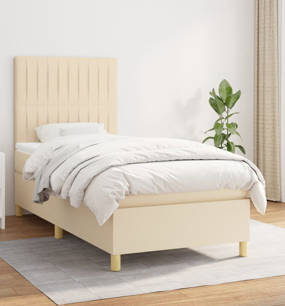 Boxspringbett mit Matratze Creme 90x200 cm Stoff
