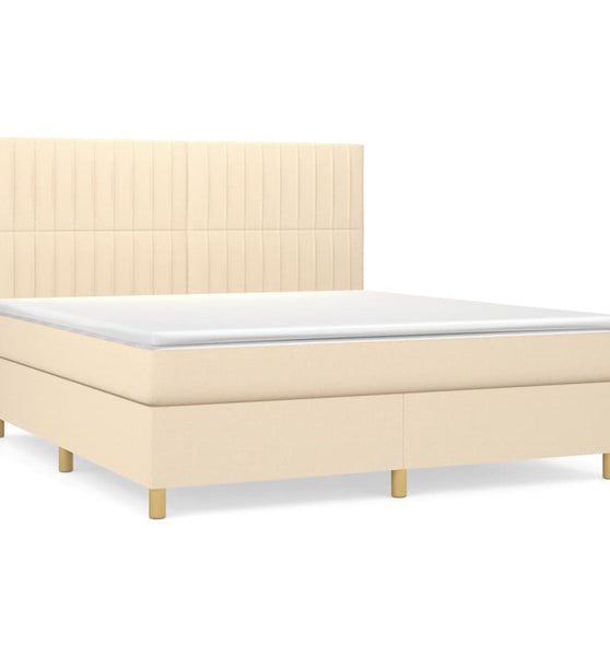 Boxspringbett mit Matratze Creme 180x200 cm Stoff