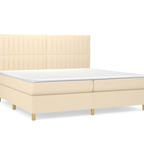 Boxspringbett mit Matratze Creme 200x200 cm Stoff