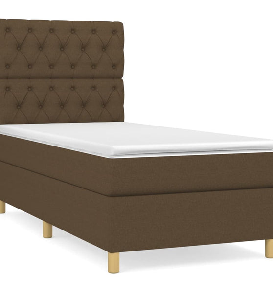 Boxspringbett mit Matratze Dunkelbraun 80x200 cm Stoff