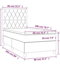 Boxspringbett mit Matratze Dunkelbraun 80x200 cm Stoff
