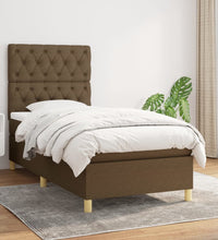 Boxspringbett mit Matratze Dunkelbraun 80x200 cm Stoff