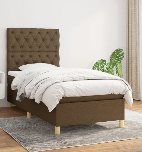 Boxspringbett mit Matratze Dunkelbraun 80x200 cm Stoff