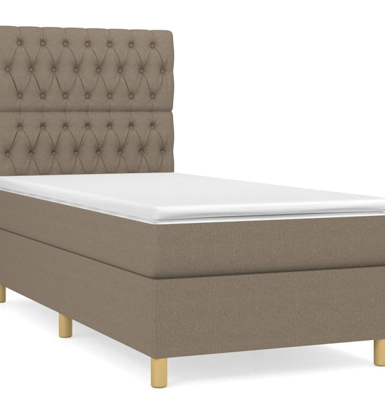 Boxspringbett mit Matratze Taupe 90x200 cm Stoff