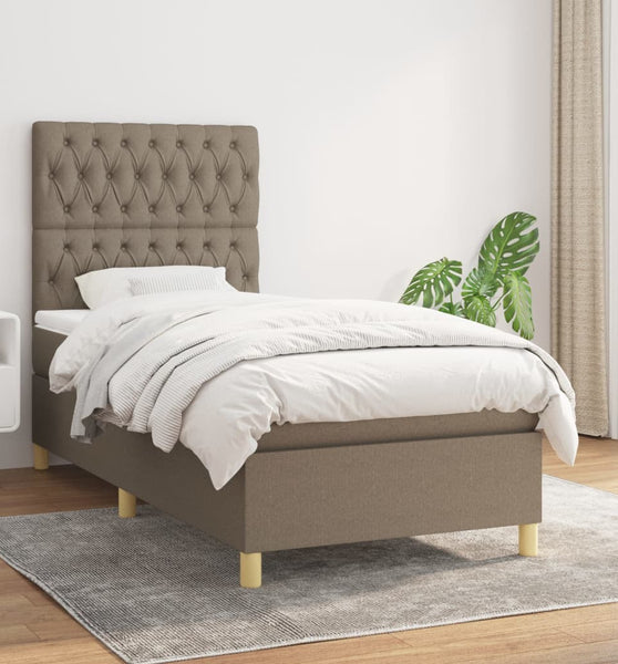 Boxspringbett mit Matratze Taupe 90x200 cm Stoff