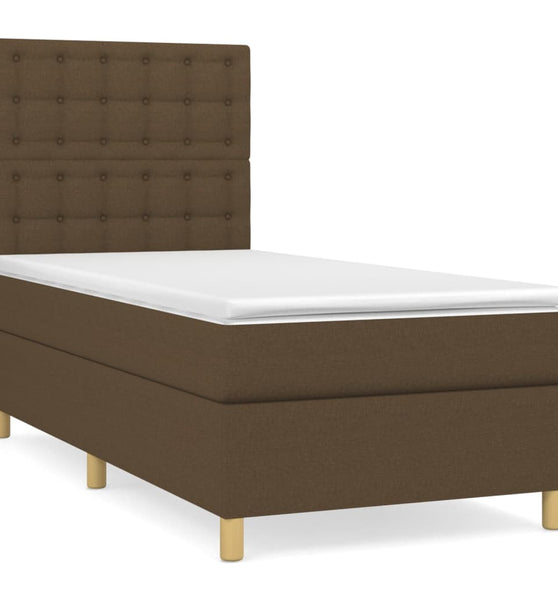 Boxspringbett mit Matratze Dunkelbraun 80x200 cm Stoff