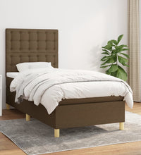 Boxspringbett mit Matratze Dunkelbraun 80x200 cm Stoff