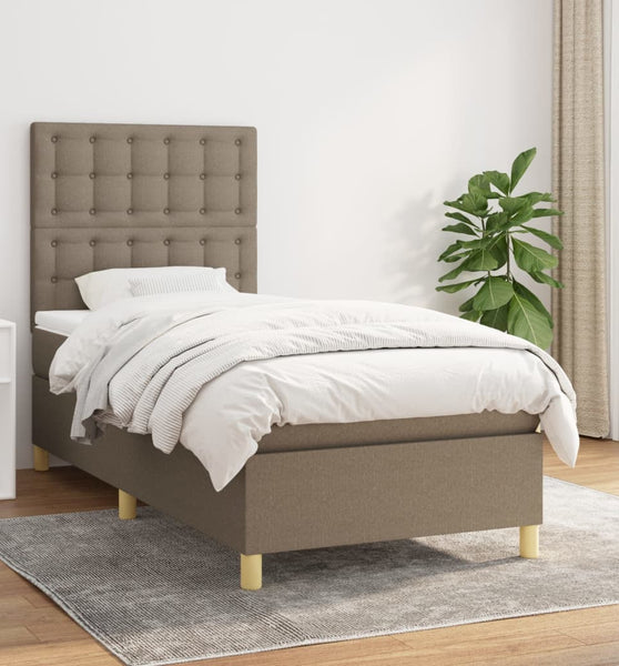 Boxspringbett mit Matratze Taupe 90x200 cm Stoff