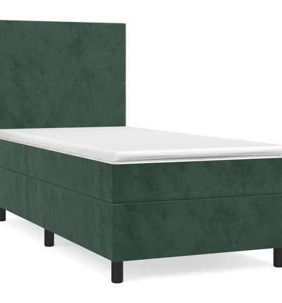 Boxspringbett mit Matratze Dunkelgrün 80x200 cm Samt
