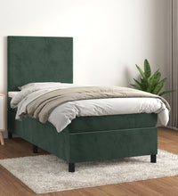 Boxspringbett mit Matratze Dunkelgrün 80x200 cm Samt