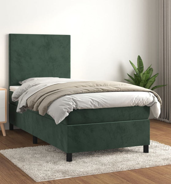 Boxspringbett mit Matratze Dunkelgrün 80x200 cm Samt