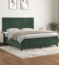 Boxspringbett mit Matratze Dunkelgrün 160x200 cm Samt