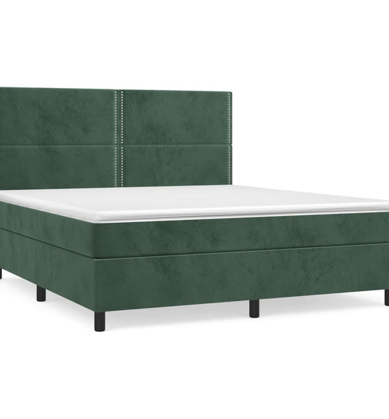 Boxspringbett mit Matratze Dunkelgrün 180x200 cm Samt