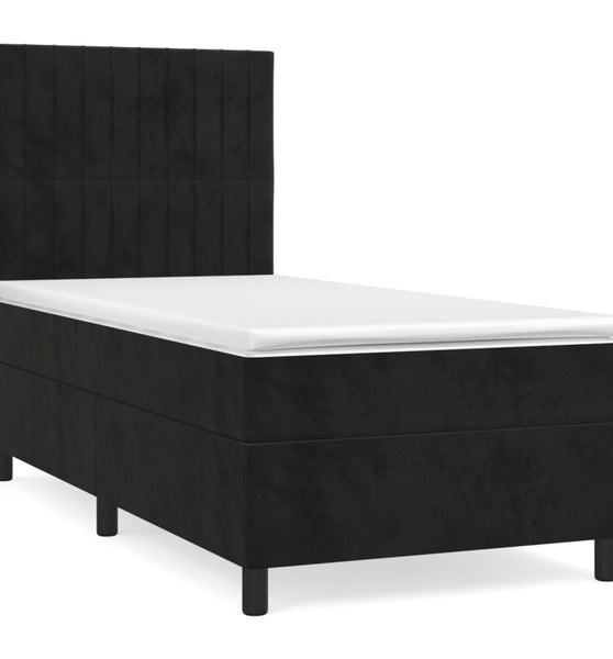 Boxspringbett mit Matratze Schwarz 80x200 cm Samt