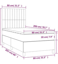 Boxspringbett mit Matratze Schwarz 80x200 cm Samt