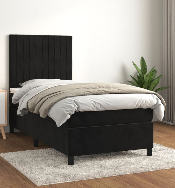 Boxspringbett mit Matratze Schwarz 80x200 cm Samt