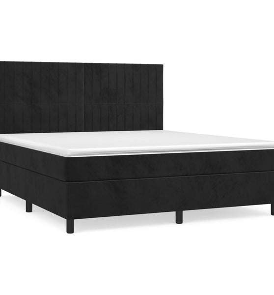 Boxspringbett mit Matratze Schwarz 160x200 cm Samt