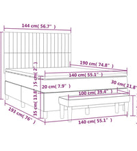 Boxspringbett mit Matratze Blau 140x190 cm Stoff