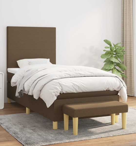 Boxspringbett mit Matratze Dunkelbraun 80x200 cm Stoff