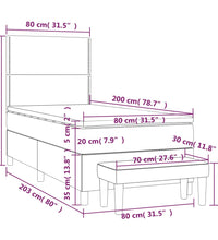 Boxspringbett mit Matratze Dunkelbraun 80x200 cm Stoff