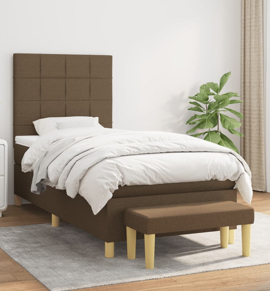 Boxspringbett mit Matratze Dunkelbraun 80x200 cm Stoff