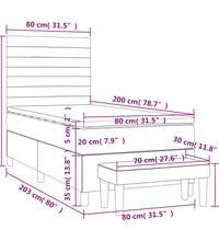 Boxspringbett mit Matratze Dunkelbraun 80x200 cm Stoff